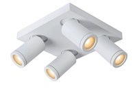 Lucide TAYLOR - Foco de techo Baño - LED Dim to warm - GU10 - 4x5W 2200K/3000K - IP44 - Blanco encendido 1