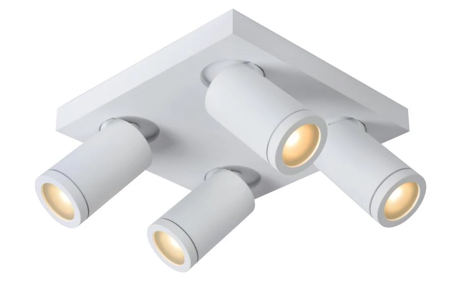 Lucide TAYLOR - Foco de techo Baño - LED Dim to warm - GU10 - 4x5W 2200K/3000K - IP44 - Blanco - encendido 1