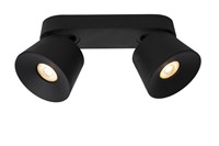 Lucide TRIGONO - Ceiling spotlight - 2xGU10 - Black turned on