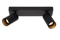 Lucide CLUBS - Ceiling spotlight - 2xGU10 - Black turned on