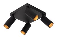 Lucide CLUBS - Ceiling spotlight - 4xGU10 - Black turned on