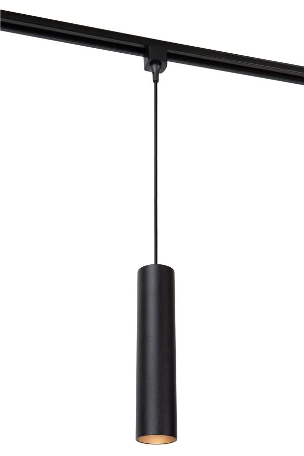 Lucide TRACK FLORIS pendant - 1-circuit Track lighting system - 1xGU10 - Black (Extension) - turned on