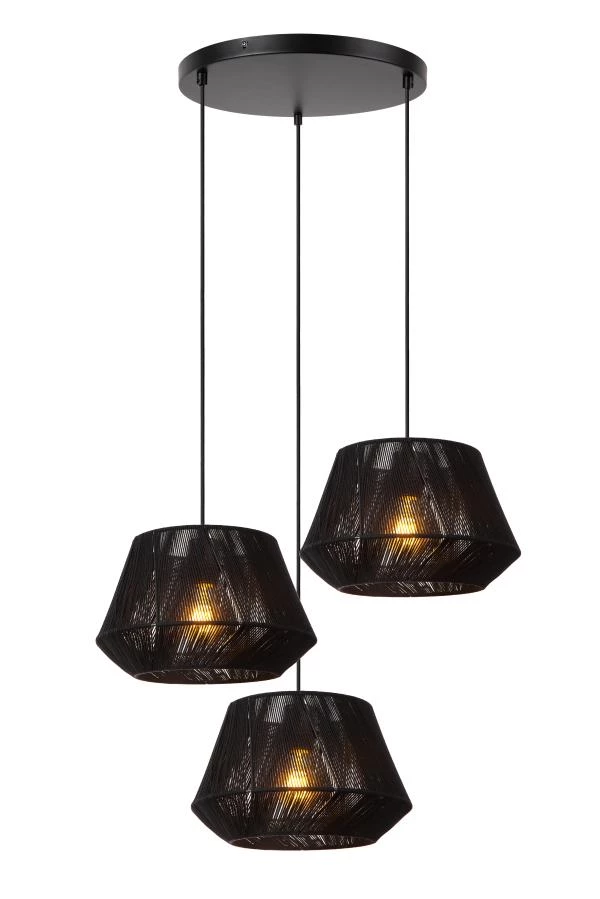 Lucide JESSICA - Pendant light - Ø 35,5 cm - 3xE27 - Black - turned on