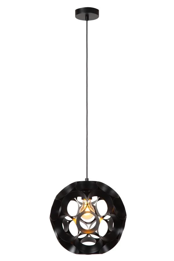 Lucide HANNELORE - Suspension - Ø 30 cm - 1xE27 - Noir - allumé