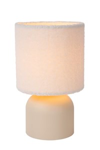 Lucide WOOLLY - Lámpara de mesa - Ø 16 cm - 1xE14 - Beige encendido 8