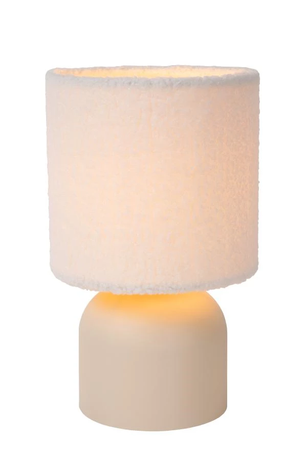 Lucide WOOLLY - Table lamp - Ø 16 cm - 1xE14 - Cream - turned on 8