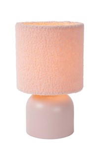 Lucide WOOLLY - Table lamp - Ø 16 cm - 1xE14 - Pink turned on 6