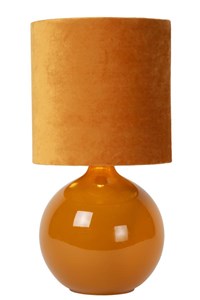 Lucide ESTERAD - Table lamp - Ø 24 cm - 1xE14 - Ocher Yellow turned on 4