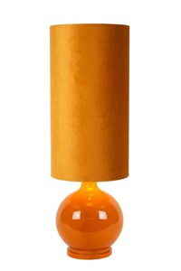 Lucide ESTERAD - Floor lamp - Ø 34 cm - 1xE27 - Ocher Yellow turned on 4