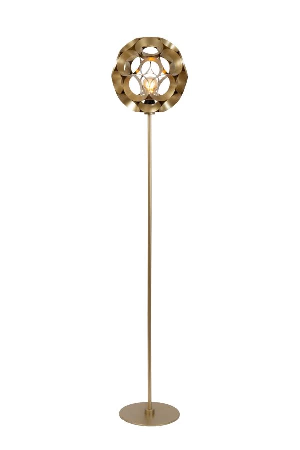 Lucide HANNELORE - Lampadaire - Ø 30 cm - 1xE27 - Or Mat / Laiton - allumé 2