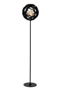 Lucide HANNELORE - Lampadaire - Ø 30 cm - 1xE27 - Noir allumé