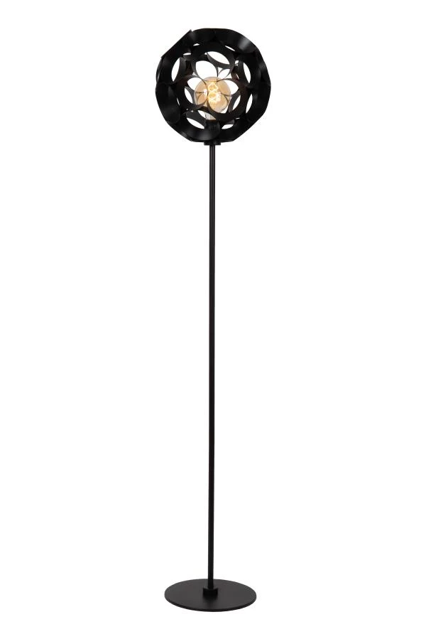 Lucide HANNELORE - Lampadaire - Ø 30 cm - 1xE27 - Noir - allumé