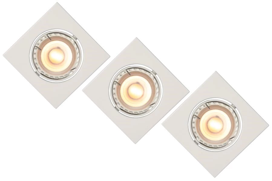 Lucide FOCUS - Recessed spotlight - LED Dim. - GU10 - 3x5W 3000K - White - Set of 3 - turned on 1