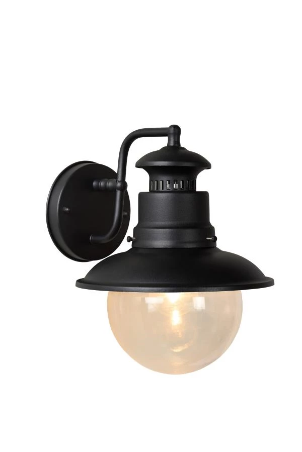 Lucide FIGO - Wall light Indoor/Outdoor - Ø 21,5 cm - 1xE27 - IP44 - Black - turned on