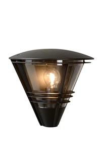 Lucide LIVIA - Wandlamp Binnen/Buiten - 1xE27 - IP44 - Zwart aangezet