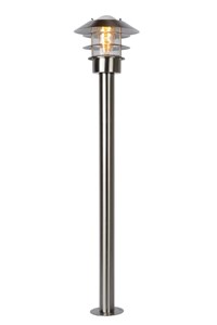 Lucide ZICO - Lanterne / lampadaire exterieur - Ø 21,8 cm - 1xE27 - IP44 - Chrome Dépoli allumé 2