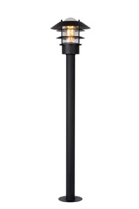 Lucide ZICO - Lanterne / lampadaire exterieur - Ø 21,8 cm - 1xE27 - IP44 - Noir allumé