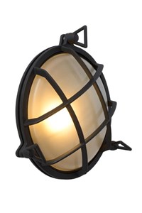 Lucide DUDLEY - Wall light Indoor/Outdoor - Ø 22 cm - 1xE27 - IP65 - Black turned on