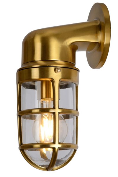 Lucide DUDLEY - Wall light Indoor/Outdoor - 1xE27 - IP44 - Matt Gold / Brass