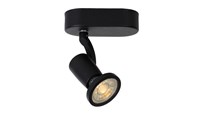 Lucide JASTER-LED - Ceiling spotlight - LED - GU10 - 1x5W 2700K - Black turned on