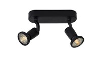 Lucide JASTER-LED - Ceiling spotlight - LED - GU10 - 2x5W 2700K - Black turned on