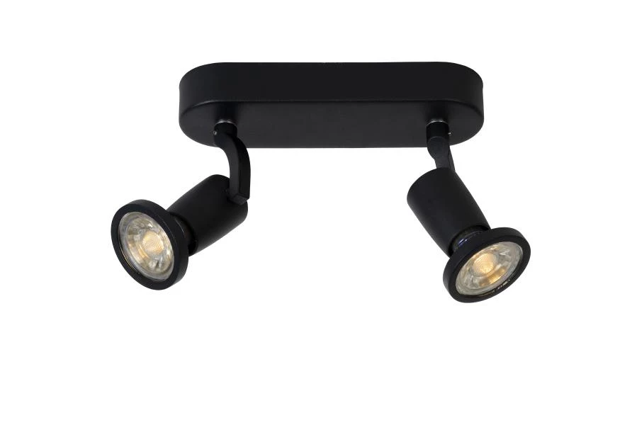 Lucide JASTER-LED - Ceiling spotlight - LED - GU10 - 2x5W 2700K - Black - turned on