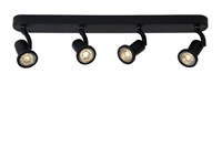 Lucide JASTER-LED - Ceiling spotlight - LED - GU10 - 4x5W 2700K - Black turned on