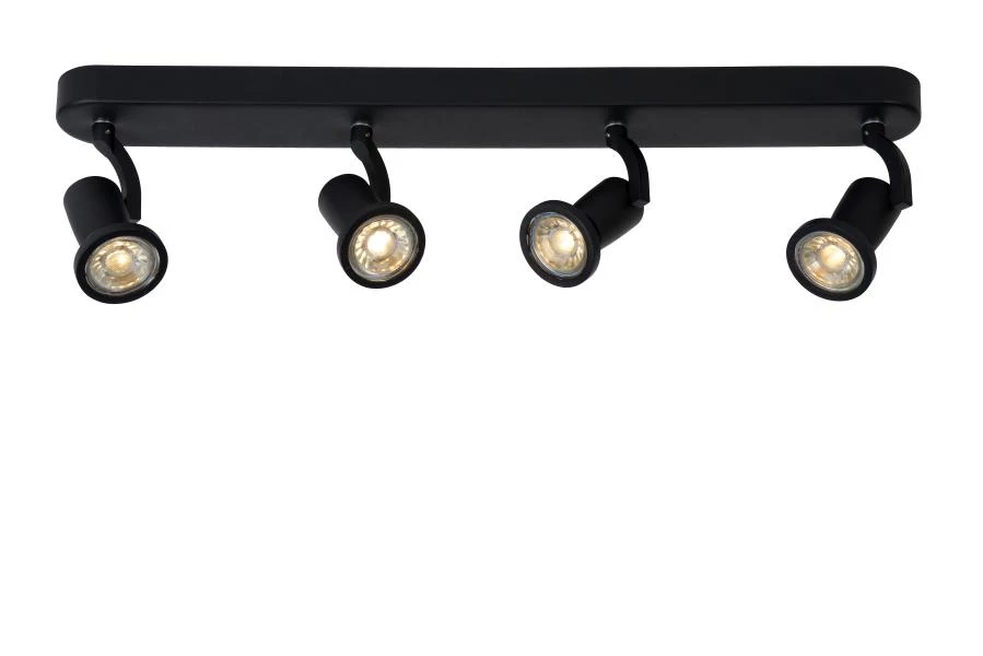 Lucide JASTER-LED - Ceiling spotlight - LED - GU10 - 4x5W 2700K - Black - turned on