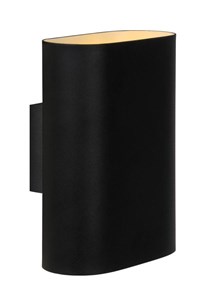 Lucide OVALIS - Wall light - 2xE14 - Black turned on