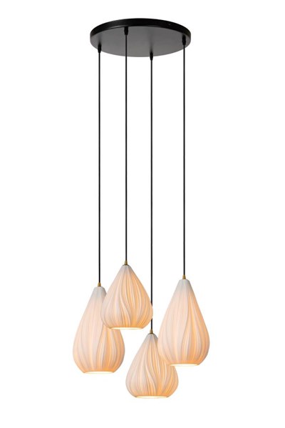 Lucide CINZIA - Pendant light - Ø 55,5 cm - 4xE27 - White