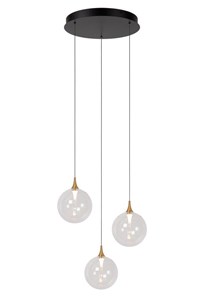 Lucide Premium GISELA - Pendant light - Ø 36 cm - LED Dim. - 3x4,3W 2700K - Transparant turned on