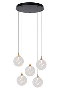 Lucide Premium GISELA - Pendant light - Ø 48 cm - LED Dim. - 5x3,8W 2700K - Transparant turned on