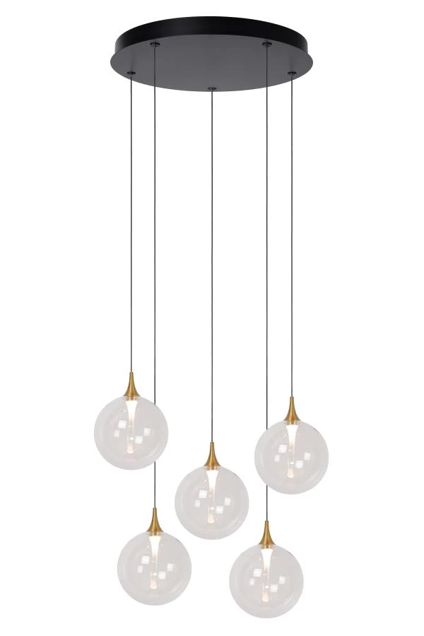 Lucide Premium GISELA - Pendant light - Ø 48 cm - LED Dim. - 5x3,8W 2700K - Transparant - turned on