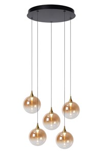 Lucide Premium GISELA - Pendant light - Ø 48 cm - LED Dim. - 5x3,8W 2700K - Amber turned on 2