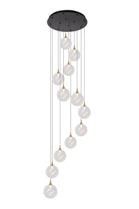 Lucide Premium GISELA - Pendant light - Ø 61 cm - LED Dim. - 12x3,5W 2700K - Transparant turned on