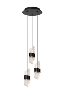 Lucide KLIGANDE - Pendant light - Ø 25 cm - LED Dim. - 3x8W 2700K - Black turned on