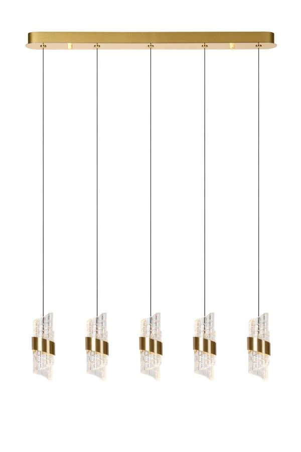 Lucide KLIGANDE - Suspension - LED Dim. - 5x7,8W 2700K - Or Mat / Laiton - allumé 2