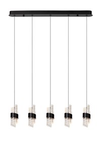 Lucide KLIGANDE - Pendant light - LED Dim. - 5x7,8W 2700K - Black turned on