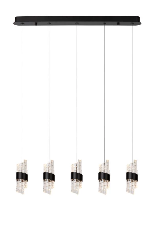 Lucide KLIGANDE - Suspension - LED Dim. - 5x7,8W 2700K - Noir - allumé