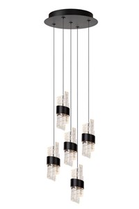 Lucide KLIGANDE - Suspension - Ø 30 cm - LED Dim. - 5x8W 2700K - Noir allumé