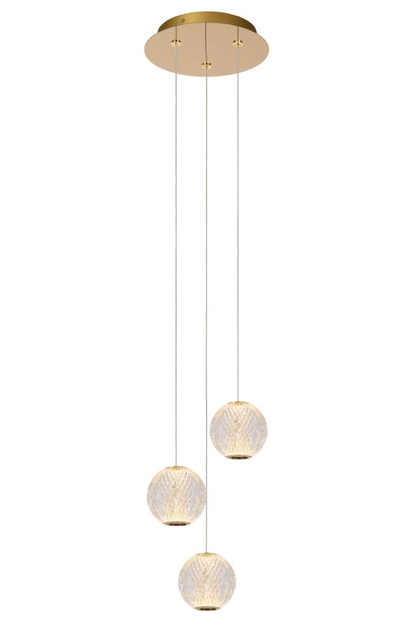 Lucide CINTRA - Suspension - Ø 25 cm - LED Dim. - 3x4,7W 2700K - Transparent - allumé