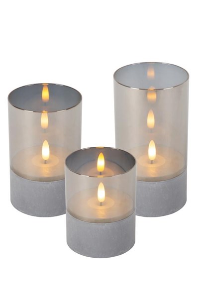 Lucide VELAS - Table lamp - Batteries - Ø 8 cm - LED - 3x0,2W 2700K - Smoke Grey - Set of 3