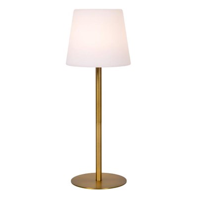 Lucide TYON - Rechargeable Table lamp Indoor/Outdoor - Battery pack - Ø 15 cm - LED Dim. - 1x2W 2700K - IP65 - Matt Gold / Brass