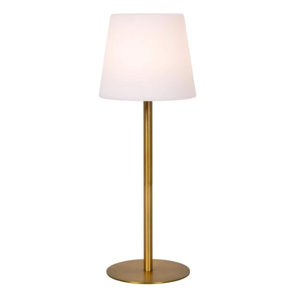 Lucide TYON - Rechargeable Table lamp Indoor/Outdoor - Battery pack - Ø 15 cm - LED Dim. - IP65 - Matt Gold / Brass - turned on 2