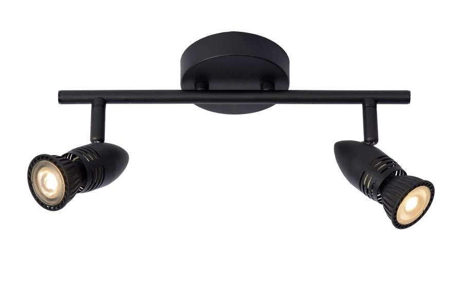 Lucide CARO - Ceiling spotlight - 2xGU10 - Black - turned on