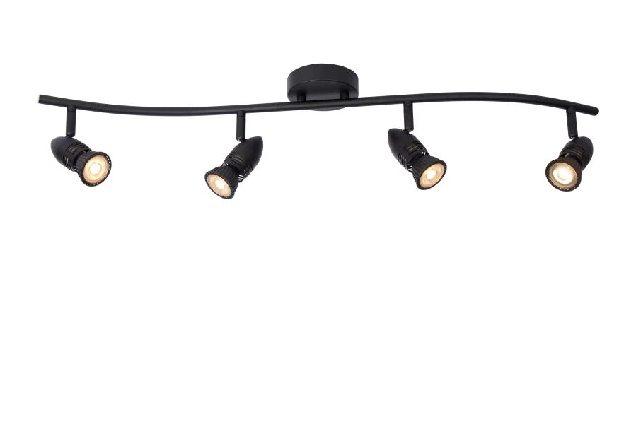 Lucide CARO - Ceiling spotlight - 4xGU10 - Black - turned on