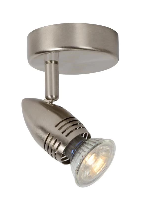 Lucide CARO-LED - Spot plafond - Ø 9 cm - LED - GU10 - 1x5W 2700K - Chrome Dépoli - allumé 2