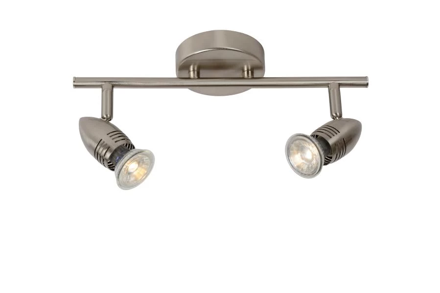 Lucide CARO-LED - Plafondspot - LED - GU10 - 2x5W 2700K - Mat chroom - aangezet 2