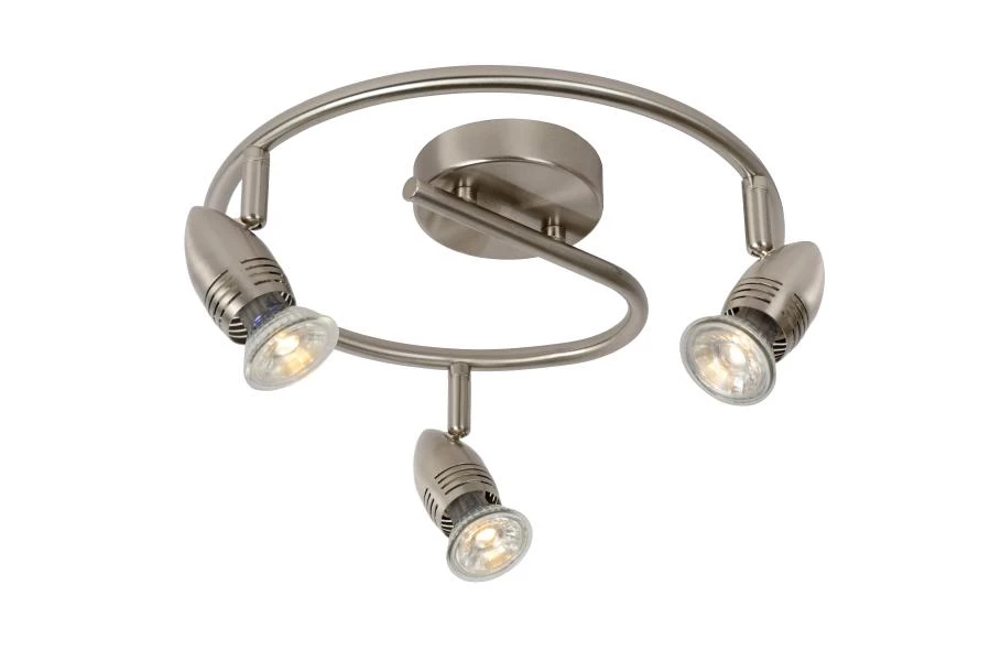 Lucide CARO-LED - Spot plafond - Ø 31 cm - LED - GU10 - 3x5W 2700K - Chrome Dépoli - allumé 2