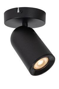 Lucide PUNCH - Ceiling spotlight - 1xGU10 - Black turned on